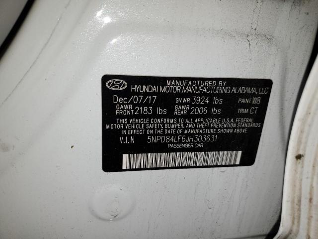 5NPD84LF6JH303631 - 2018 HYUNDAI ELANTRA SEL WHITE photo 12