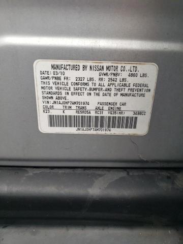 JN1AJ0HP7AM701974 - 2010 INFINITI EX35 BASE ვერცხლისფერი ფოტო 13