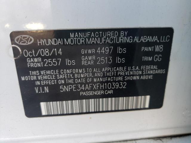 5NPE34AFXFH103932 - 2015 HYUNDAI SONATA SPORT WHITE photo 12