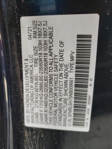 5FNRL6H75NB009661 - 2022 HONDA ODYSSEY EXL BLUE photo 13