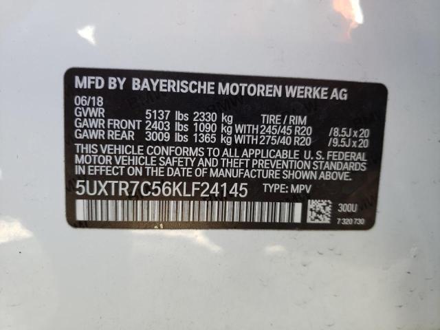 5UXTR7C56KLF24145 - 2019 BMW X3 SDRIVE30I WHITE photo 13