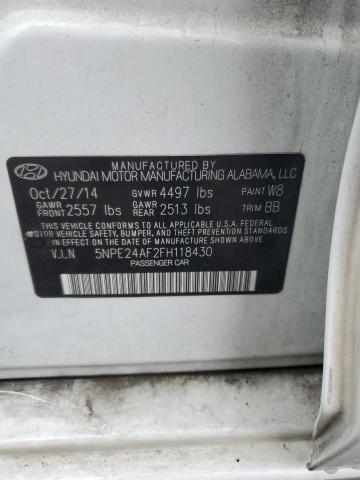 5NPE24AF2FH118430 - 2015 HYUNDAI SONATA SE WHITE photo 12