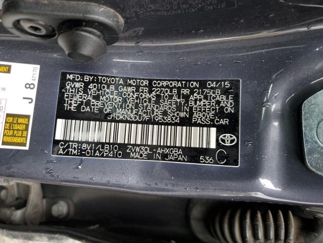 JTDKN3DU7F1953834 - 2015 TOYOTA PRIUS GRAY photo 12