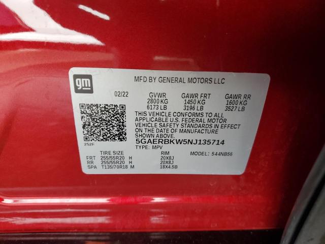 5GAERBKW5NJ135714 - 2022 BUICK ENCLAVE ESSENCE 红色 照片 13