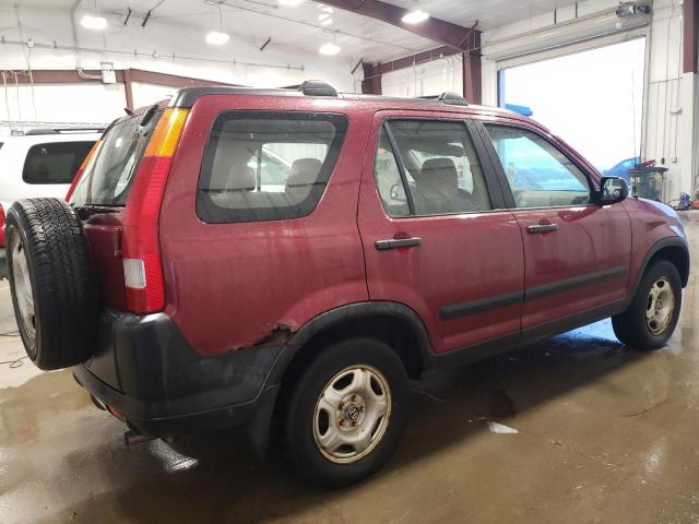 JHLRD68522C003758 - 2002 HONDA CR-V LX BURGUNDY photo 3