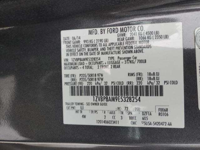 1ZVBP8AM9E5328254 - 2014 FORD MUSTANG GRAY photo 12