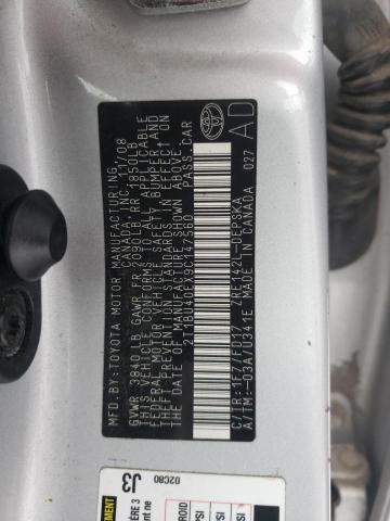 2T1BU40EX9C147560 - 2009 TOYOTA COROLLA BASE SILVER photo 12