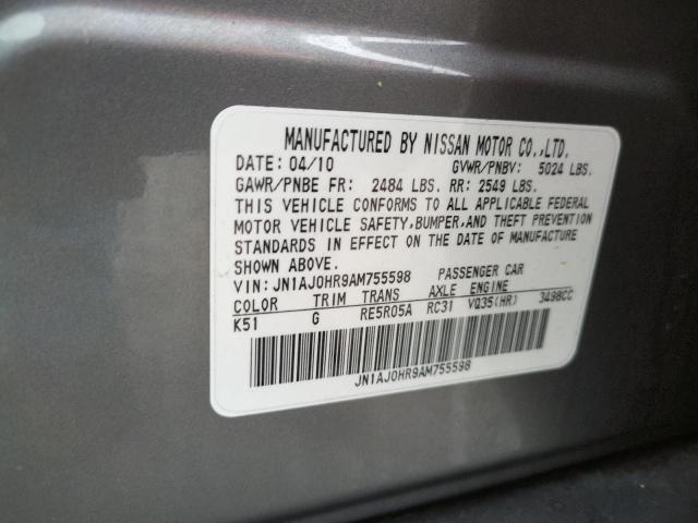 JN1AJ0HR9AM755598 - 2010 INFINITI EX35 BASE Մոխրագույն լուսանկար 14