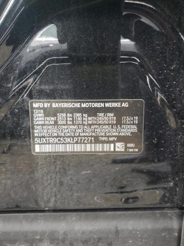 5UXTR9C53KLP77271 - 2019 BMW X3 XDRIVE30I Սև լուսանկար 12