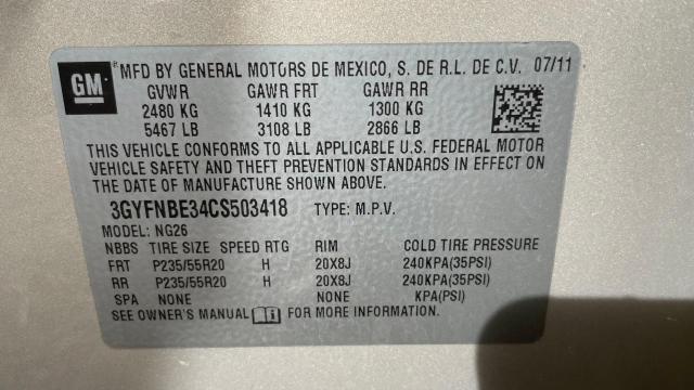 3GYFNBE34CS503418 - 2012 CADILLAC SRX PERFORMANCE COLLECTION Алтын фото 10