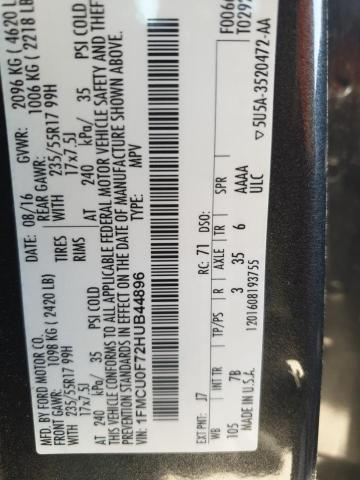 1FMCU0F72HUB44896 - 2017 FORD ESCAPE S GRAY photo 13