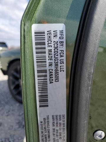 2C3CDZJG3MH665093 - 2021 DODGE CHALLENGER GT GREEN photo 12