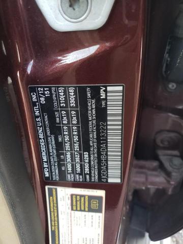 4JGDA5HB4DA113222 - 2013 MERCEDES-BENZ ML 350 4MATIC BURGUNDY photo 13