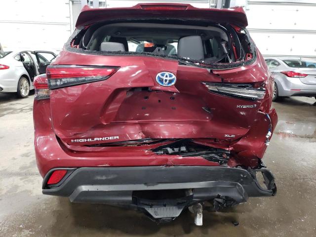 5TDGBRCH3NS544897 - 2022 TOYOTA HIGHLANDER HYBRID XLE RED photo 6