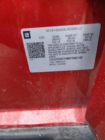 1G1ZG5ST5MF066742 - 2021 CHEVROLET MALIBU RS Bordeaux Foto 12