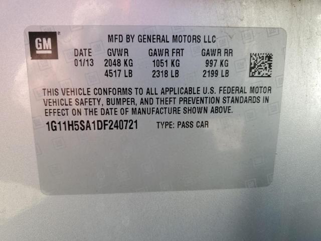 1G11H5SA1DF240721 - 2013 CHEVROLET MALIBU LTZ Argent photo 13