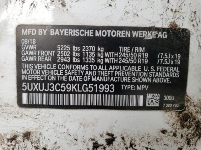 5UXUJ3C59KLG51993 - 2019 BMW X4 XDRIVE30I WHITE photo 13