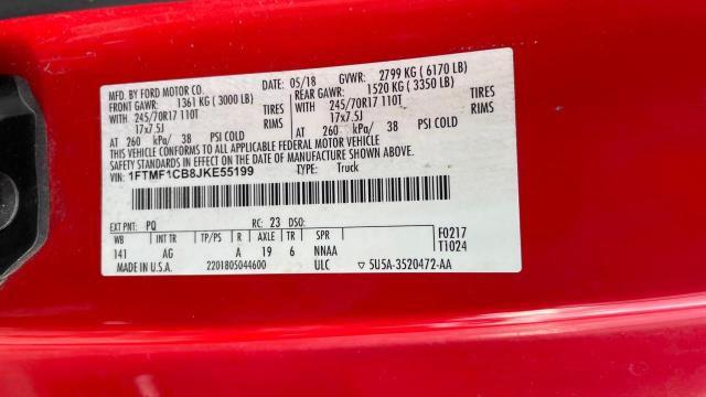 1FTMF1CB8JKE55199 - 2018 FORD F150 RED photo 10