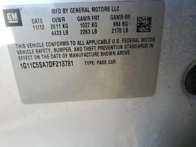 1G11C5SA7DF213781 - 2013 CHEVROLET MALIBU 1LT ვერცხლისფერი ფოტო 12