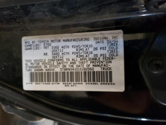 5TBRN34101S182562 - 2001 TOYOTA TUNDRA ACCESS CAB SR5 BLACK photo 12