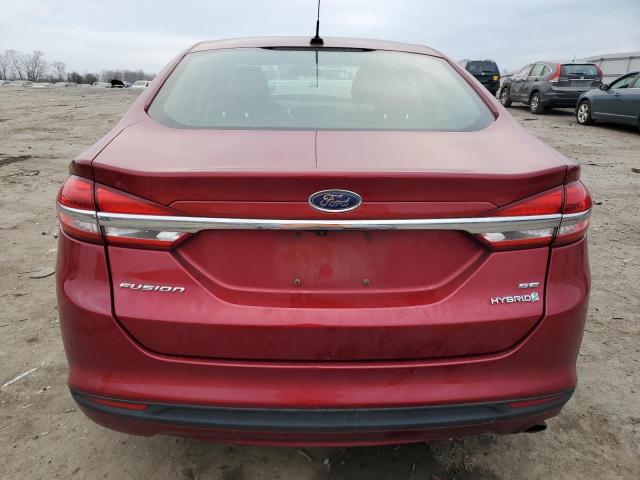 3FA6P0LU0JR208889 - 2018 FORD FUSION SE HYBRID RED photo 6