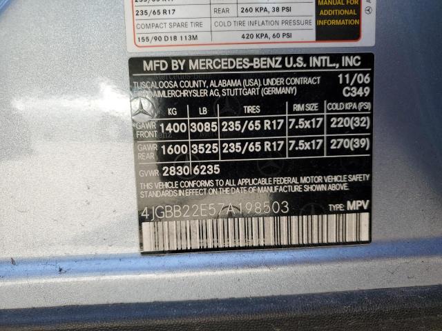 4JGBB22E57A198503 - 2007 MERCEDES-BENZ ML 320 CDI SILVER photo 12