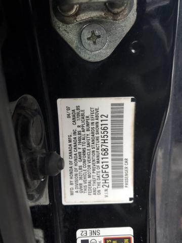 2HGFG11687H556112 - 2007 HONDA CIVIC LX BLACK photo 12