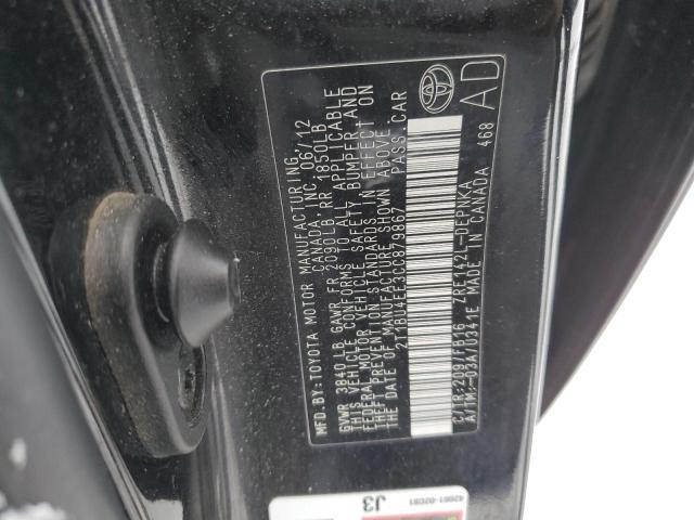 2T1BU4EE3CC879867 - 2012 TOYOTA COROLLA BASE BLACK photo 12