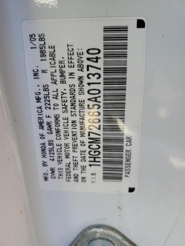 1HGCM72665A013740 - 2005 HONDA ACCORD EX WHITE photo 12