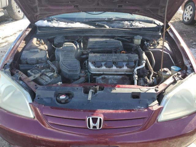 2HGES165X2H591270 - 2002 HONDA CIVIC LX BURGUNDY photo 11