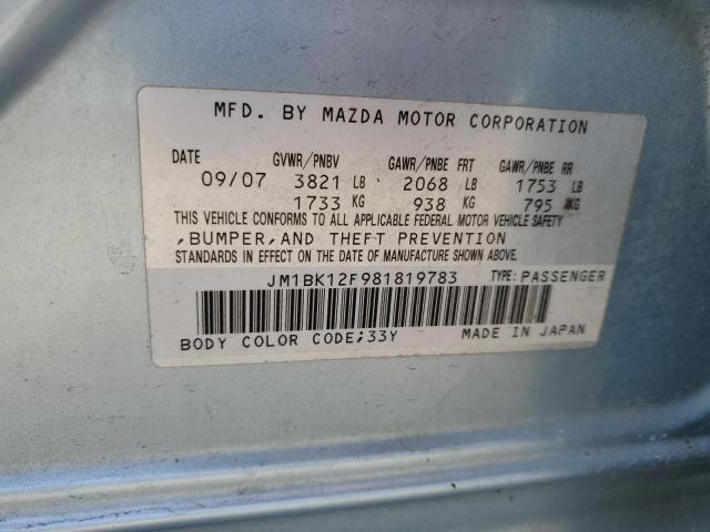 JM1BK12F981819783 - 2008 MAZDA 3 I BLUE photo 13