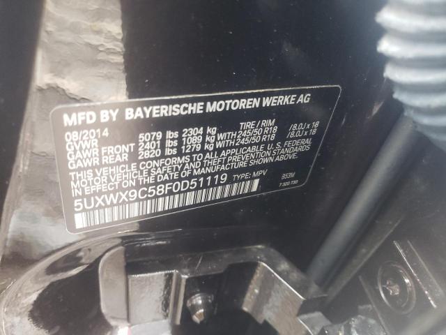 5UXWX9C58F0D51119 - 2015 BMW X3 XDRIVE28I BLACK photo 10