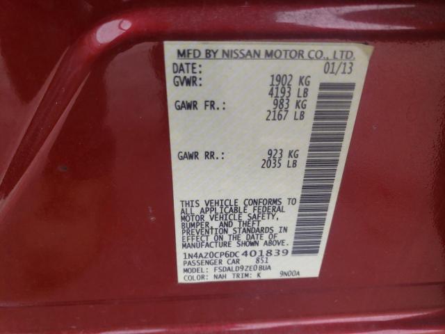 1N4AZ0CP6DC401839 - 2013 NISSAN LEAF S RED photo 12