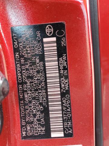 JTDKBRFU9H3557498 - 2017 TOYOTA PRIUS RED photo 12