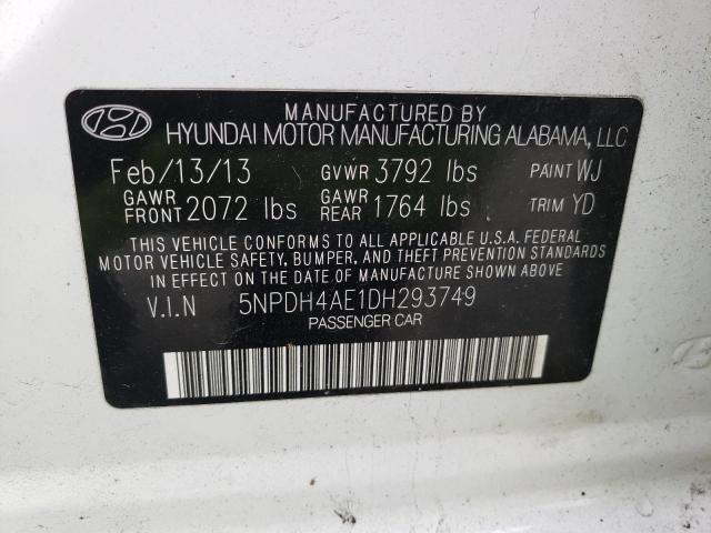 5NPDH4AE1DH293749 - 2013 HYUNDAI ELANTRA GLS WHITE photo 12