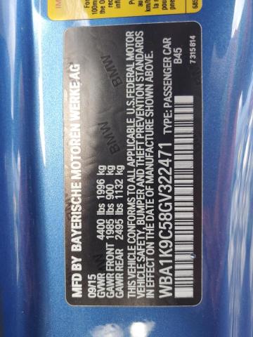 WBA1K9C58GV322471 - 2016 BMW 228 I SULEV BLUE photo 12