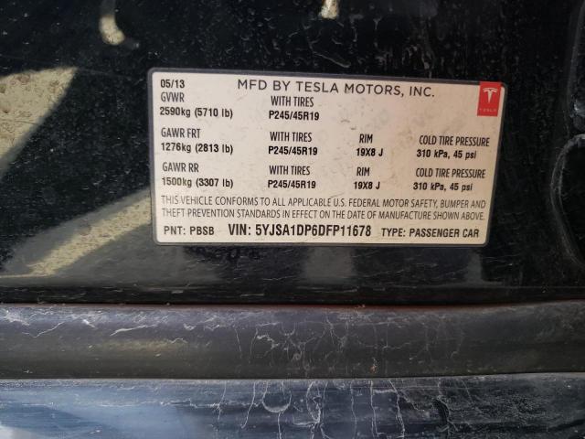 5YJSA1DP6DFP11678 - 2013 TESLA MODEL S Սև լուսանկար 12
