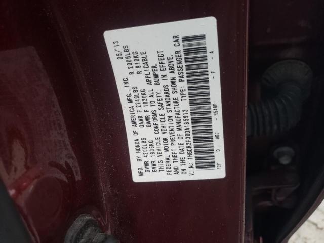 1HGCR2F30DA185913 - 2013 HONDA ACCORD LX MAROON photo 12