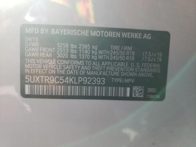 5UXTR9C54KLP92393 - 2019 BMW X3 XDRIVE30I WHITE photo 13