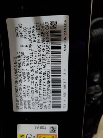 2HGFE2F54NH582389 - 2022 HONDA CIVIC SPORT 黑色 照片 13
