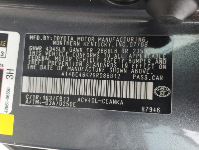 4T4BE46K29R088812 - 2009 TOYOTA CAMRY BASE GRAY photo 13