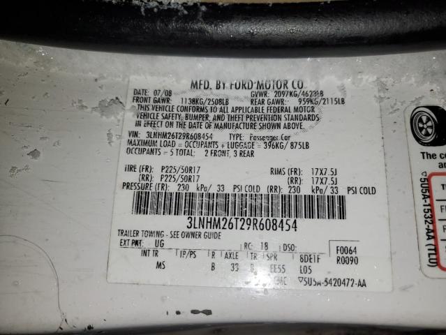 3LNHM26T29R608454 - 2009 LINCOLN MKZ WHITE photo 12