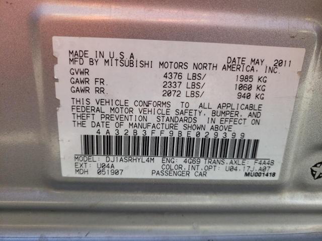 4A32B3FF9BE029399 - 2011 MITSUBISHI GALANT ES SILVER photo 12