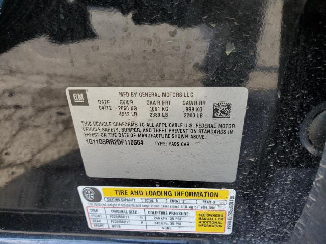 1G11D5RR2DF110664 - 2013 CHEVROLET MALIBU 1LT BLACK photo 12