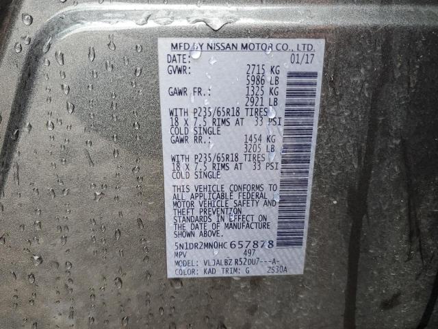 5N1DR2MN0HC657878 - 2017 NISSAN PATHFINDER S 灰色 照片 13