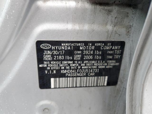 KMHD84LF0JU514731 - 2018 HYUNDAI ELANTRA SEL SILVER photo 13