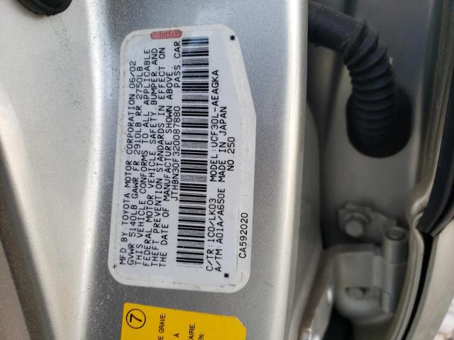 JTHBN30F320087880 - 2002 LEXUS LS 430 SILVER photo 12