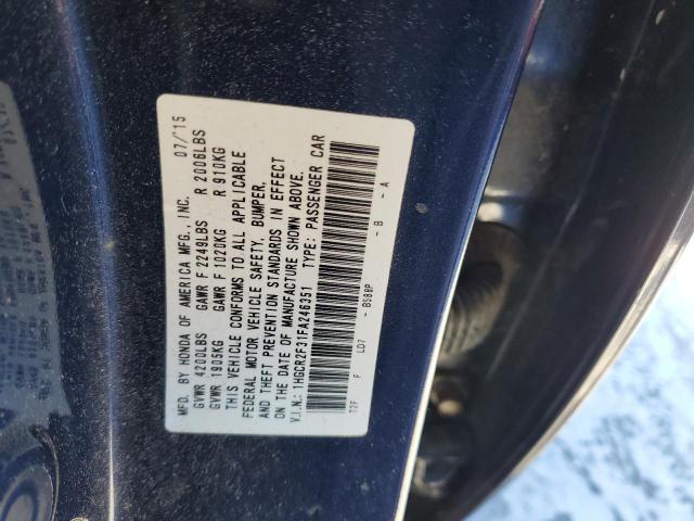 1HGCR2F31FA246351 - 2015 HONDA ACCORD LX BLUE photo 12