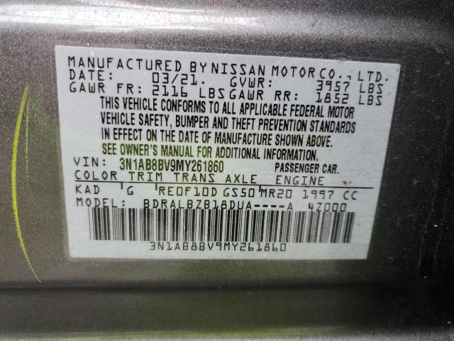 3N1AB8BV9MY261860 - 2021 NISSAN SENTRA S GRAY photo 12