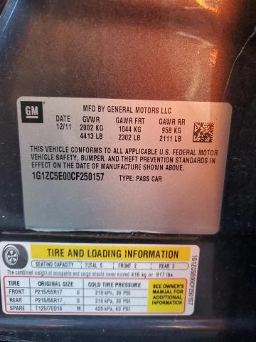 1G1ZC5E00CF250157 - 2012 CHEVROLET MALIBU 1LT 石墨色 照片 12